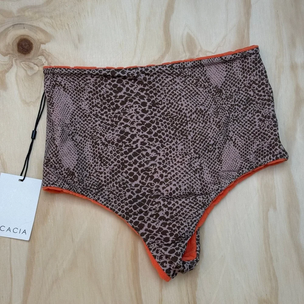 Acacia Seychelles Floral Terry Bottom Peony Orange Reversible Snake Print Small